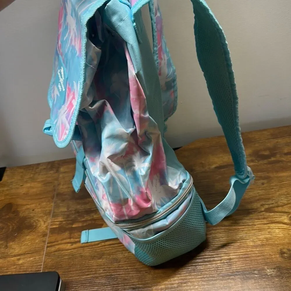 Tommy Bahama Back Bag Backpack Book Bag Palm‎ Tree 2 in 1 Cooler Pink Blue
